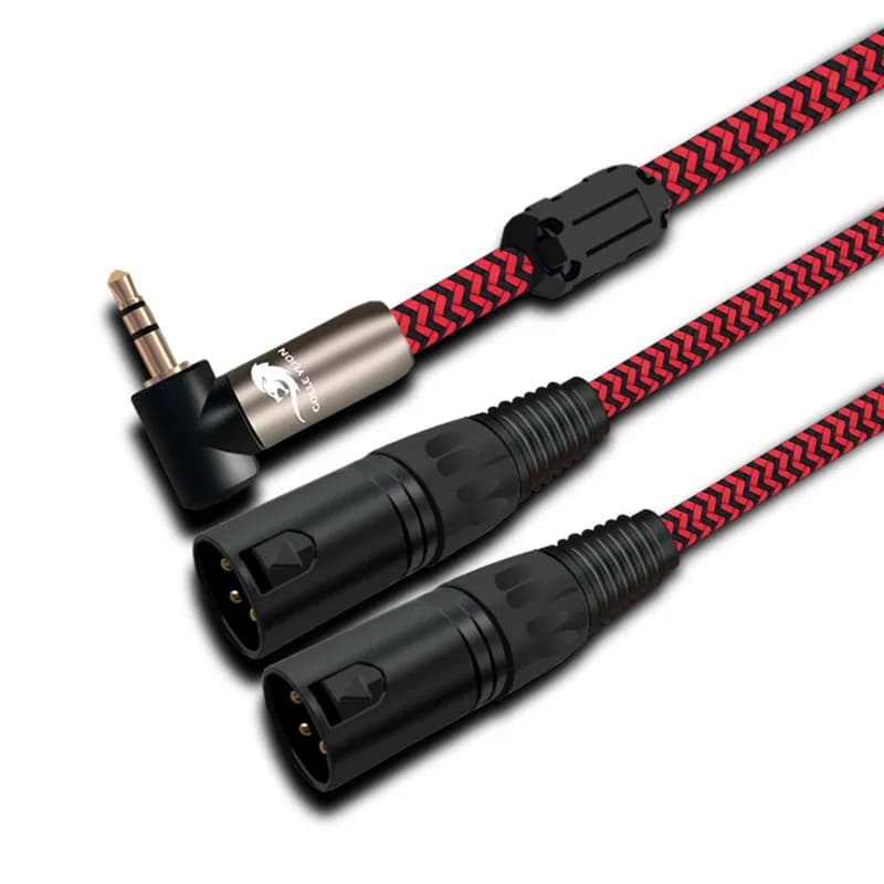 Cavo audio premium Mini jack angolato da 3,5 a doppio XLR a 3 pin per PC Cuffie Mixer audio da 3,5 mm a 2 cavi XLR 1M 2M 3M 5M 8M 10M