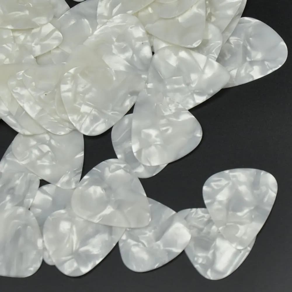 Plettri per chitarra in celluloide da 100 pz/lotto Plettri White Pearl Medio 0,71 mm / Pesante 0,96 mm