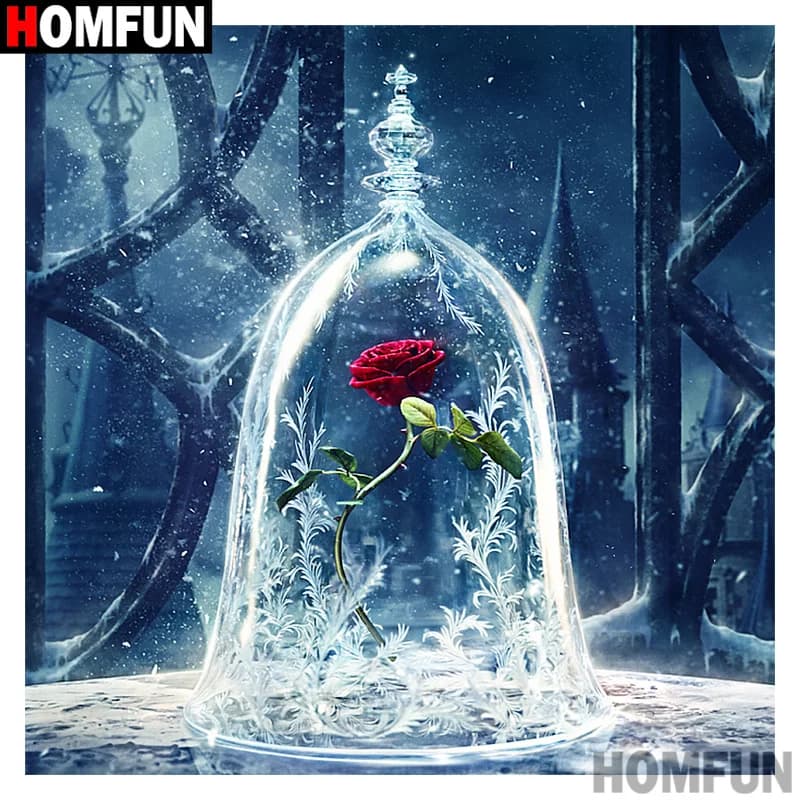 HOMFUN Full Square/Round Drill 5D DIY Diamond Painting "Rose flower bottle" 3D Embroidery Cross Stitch 5D Decor Gift A16784