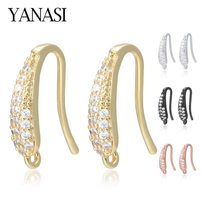 NEW Earrings Hook Brass Copper with Zircon Gold Color Accessories for Jewelry Making Handmade DIY Jewellery Wholesale