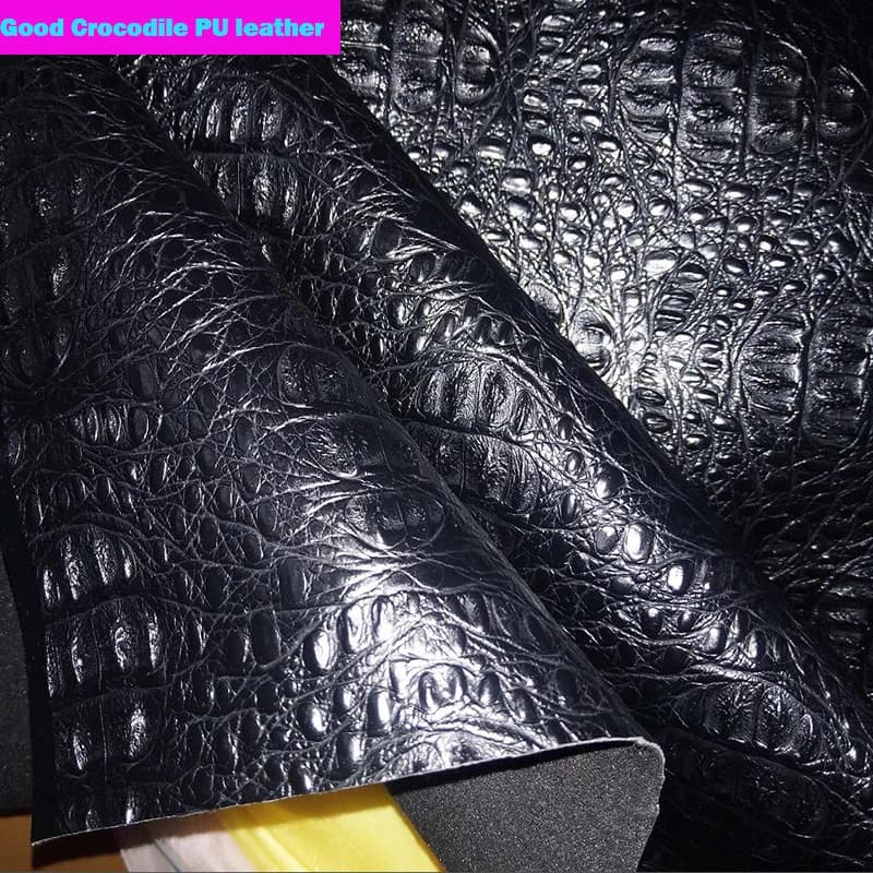 Good Quality,Black Crocodile Faux PU Leather Fabric,Thick,PU Artificial Leather Fabric,Sewing,Bag material For DIY,69*50cm 1pc