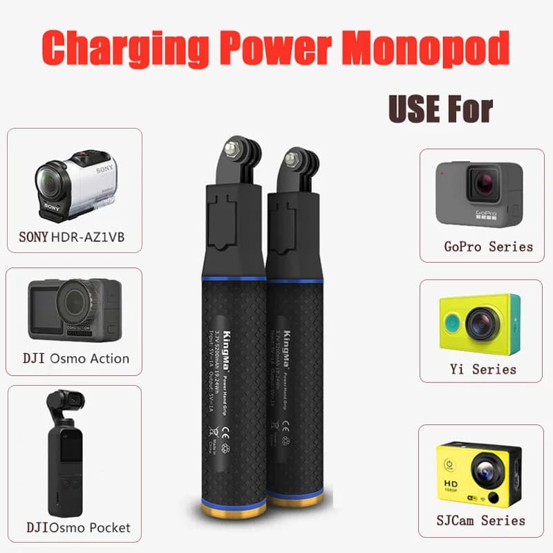 Per GoPro insta360 ONE R/X 2 Selfie Stick ricarica monopiede Power Bank per DJI Osmo Action Pocket GoPro Hero10 9 8 7 6 5 4 fotocamera