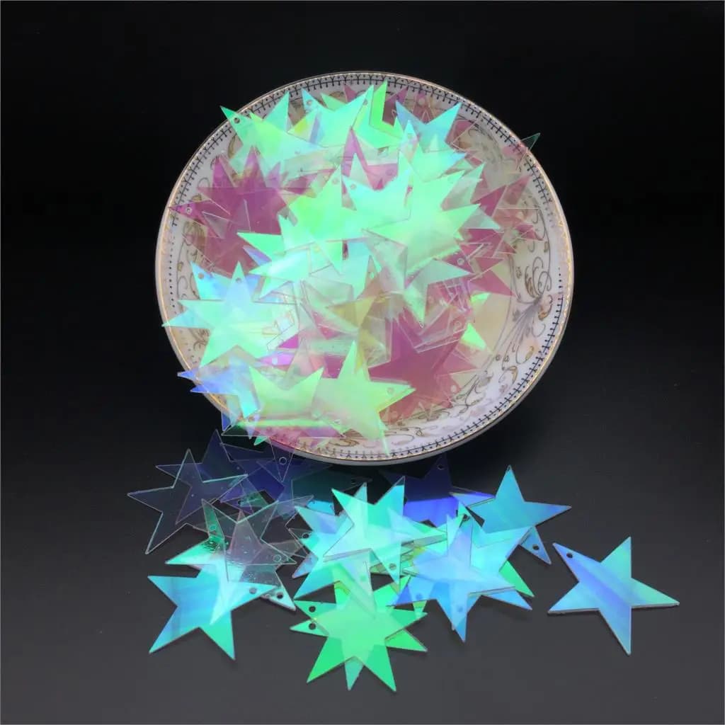 50 g/lotto IN PVC Paillettes 29 millimetri Star Con 1 Foro Laterale Piatto Allentato Paillette Accessori di Abbigliamento Bianco Trasparente AB Coriandoli spangles