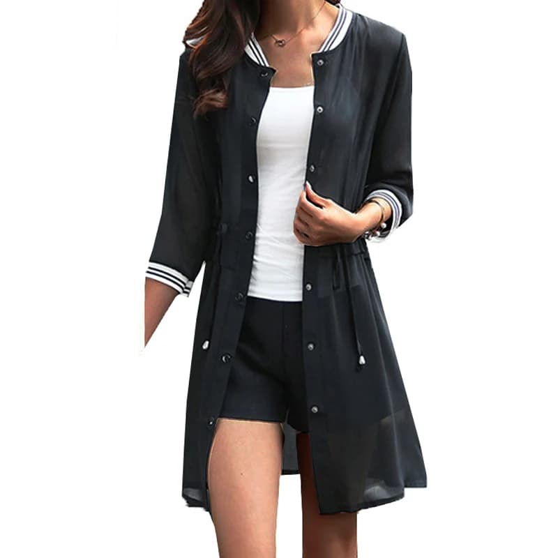 Kimono per le donne 2019 estate signore cardigan in Chiffon camicette Casual femminili giacche da Baseball Vintage Jaqueta Feminina Casaco