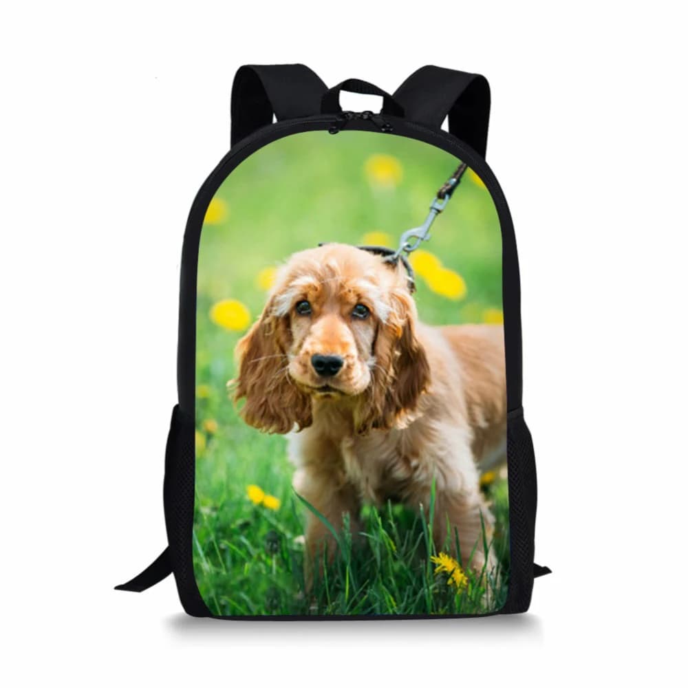 FBCFWMWL Borse da scuola per adolescenti Spaniel Dog Print Bookbag per ragazze Ragazzi Cartelle casual Mochila Escolar Zaino da scuola da 16 pollici