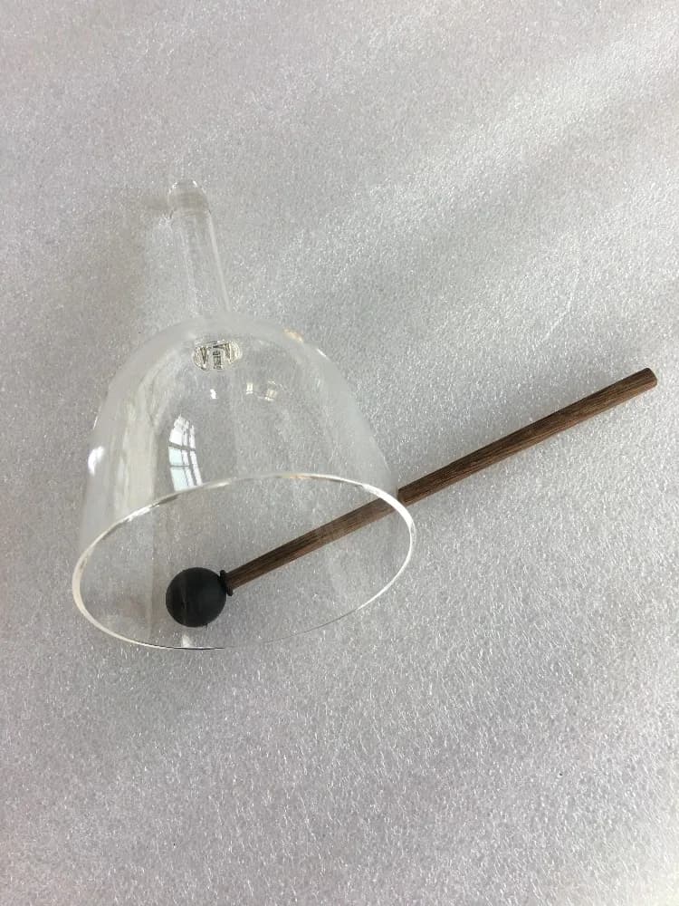 about 3inch 963hz frequency clear crystal singing bowl with handle for frequency healing & sound therapist with rubber mallet