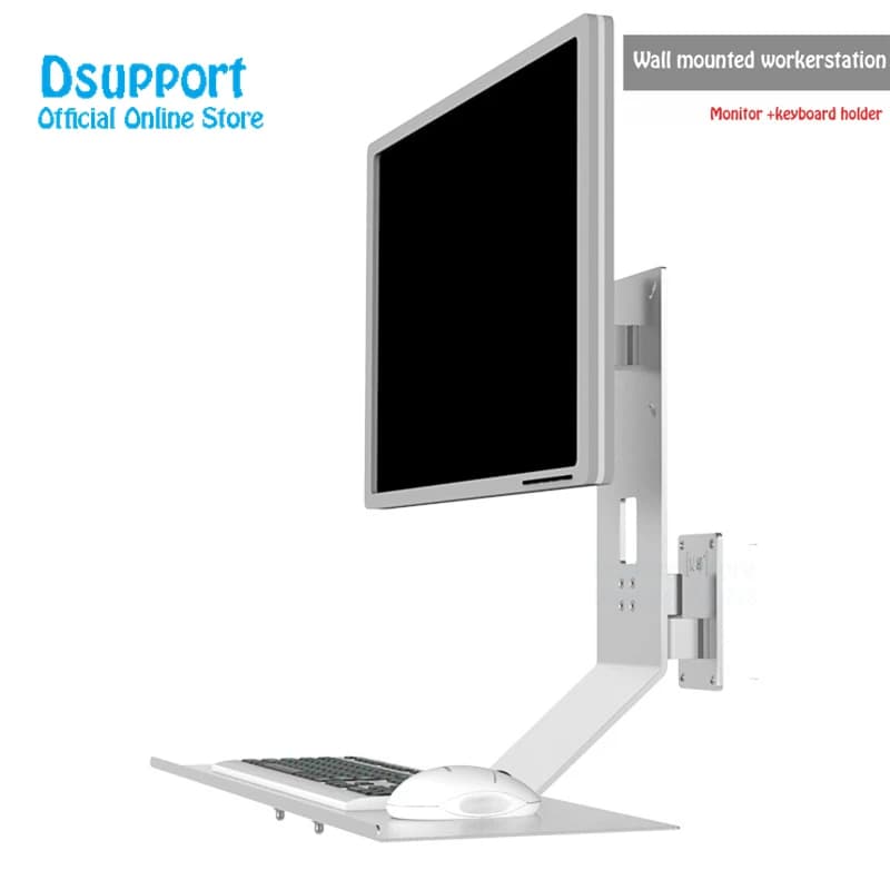 New Wall Mount for Full Motion Monitor Keyboard Support Sit-Stand Workstation
