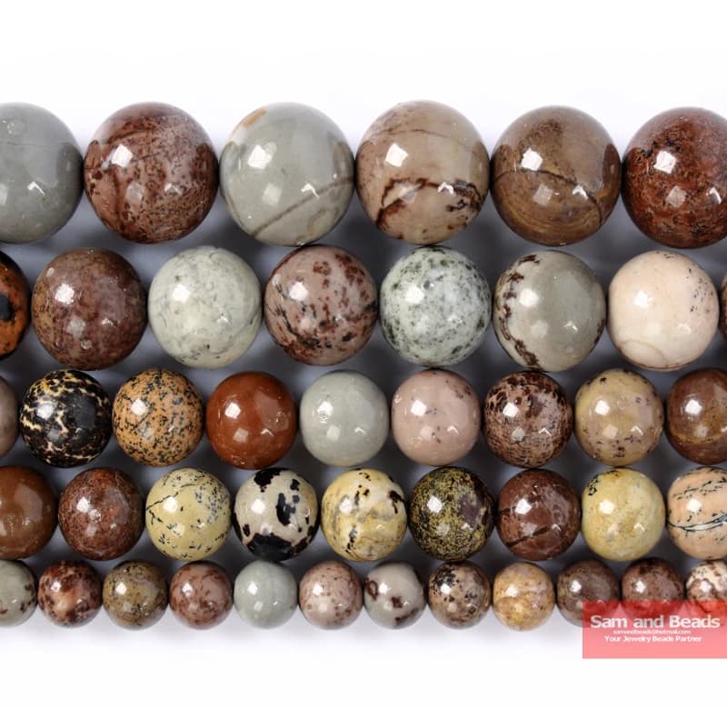 Factory Price Natural Stone Colorful Image Diaspro Beads for Necklace Bracelet Thread Creation 16"CPJ9