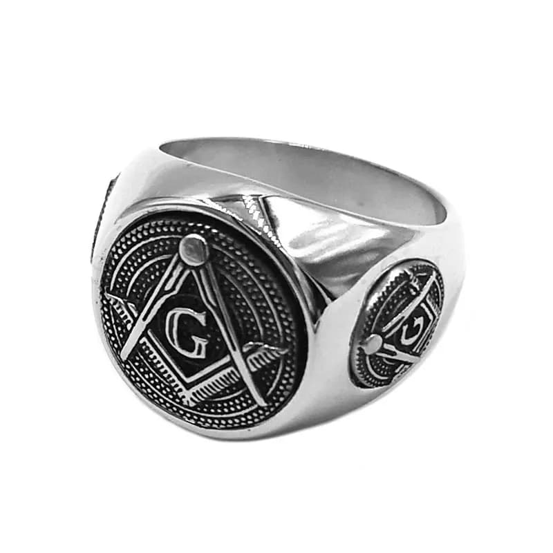 Classic Masonic Ring Stainless Steel Masonic compass Motor biker ring Woman ring for men wholesale 831B
