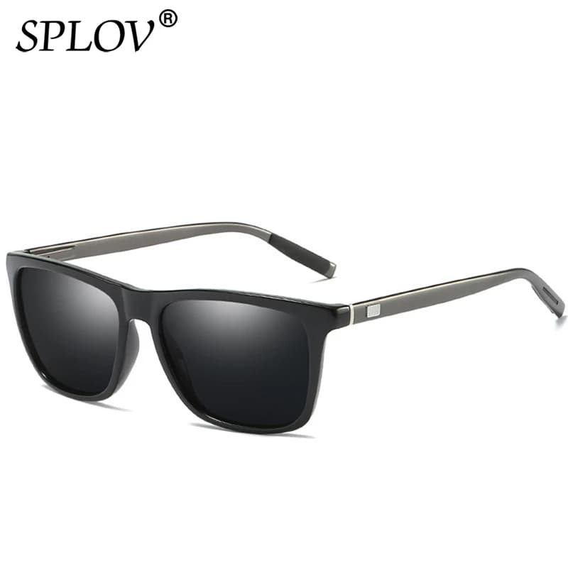 SPLOV Classic Square Aluminum Magnesium Sunglasses Spring Hinges Polarized Sun Glasses Men Women Vintage Driving Eyewear UV400