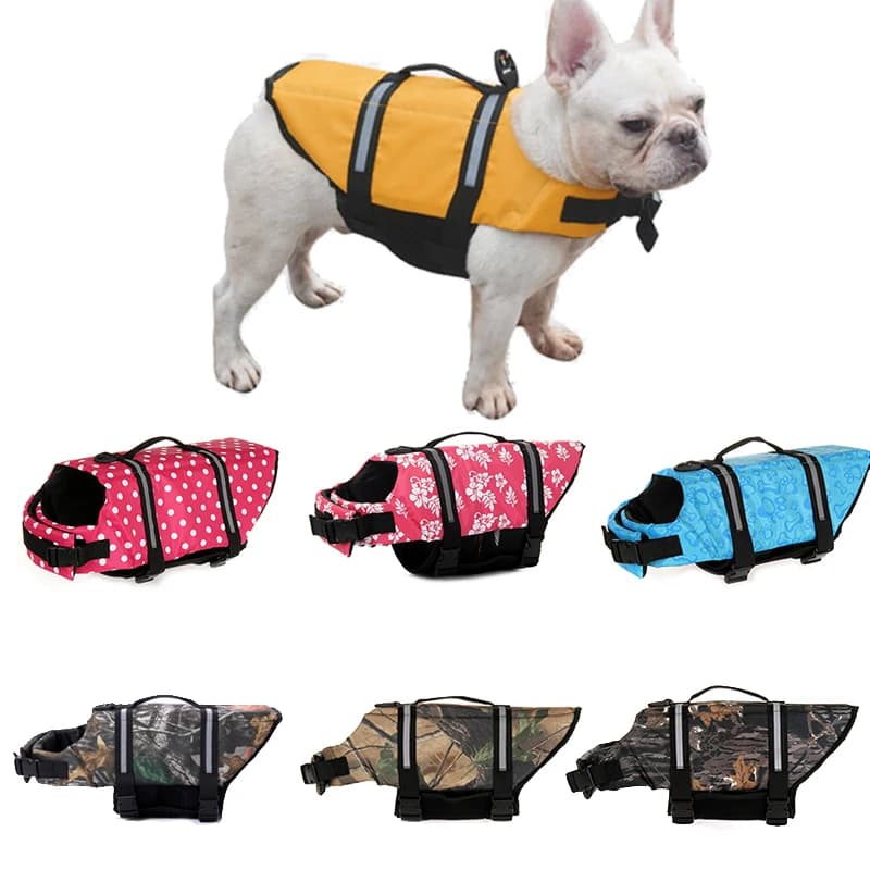 Giubbotto di salvataggio per cani di sicurezza per cani Bulldog francese estivo Shih Tzu Costumi da bagno Cucciolo di cane grande Abbigliamento Gilet Tshirt zwemvest hond