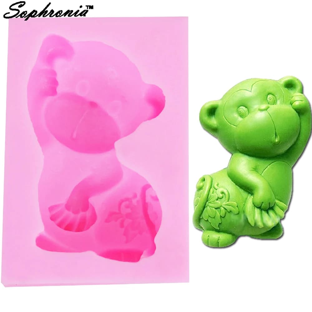 Scimmia sapone Silicone cioccolato stampo 3d candela gelatina biscotto ghiaccio lecca-lecca gelatina zucchero cottura torta Pop stampi pasticceria
