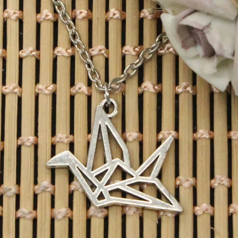 New Fashion Origami Paper Cranes Pendants Round Cross Chain Short Long Mens Womens DIY Silver Color Necklace Jewelry Gift