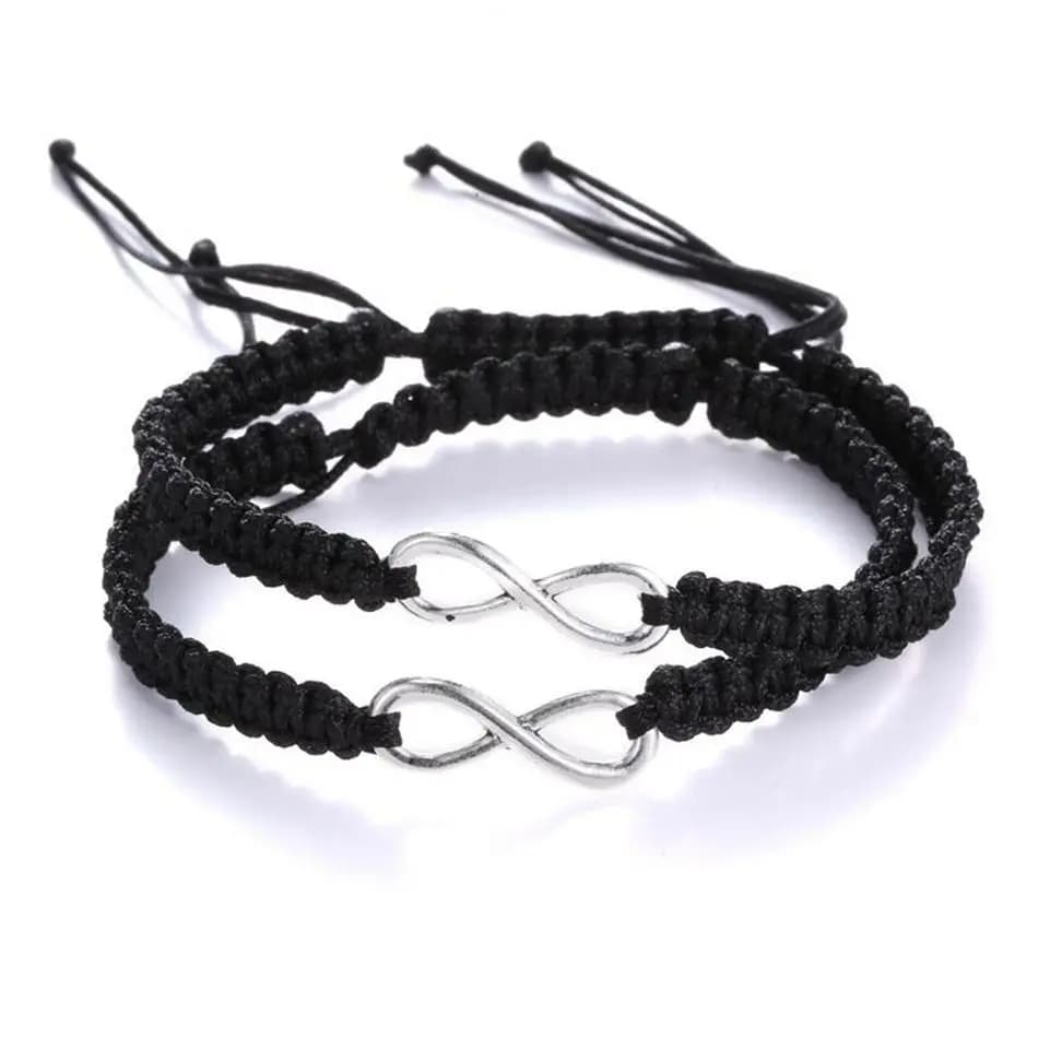 Braccialetti regolabili neri fortunati intrecciati a mano da 10 pezzi BS2356