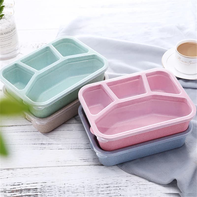 Portatile Mini Bento 4 Griglie Scatola di Pranzo Forno A Microonde Contenitori Per Adulti Bambini Viaggio Picnic Contenitore di Alimento Termico e di Stoccaggio