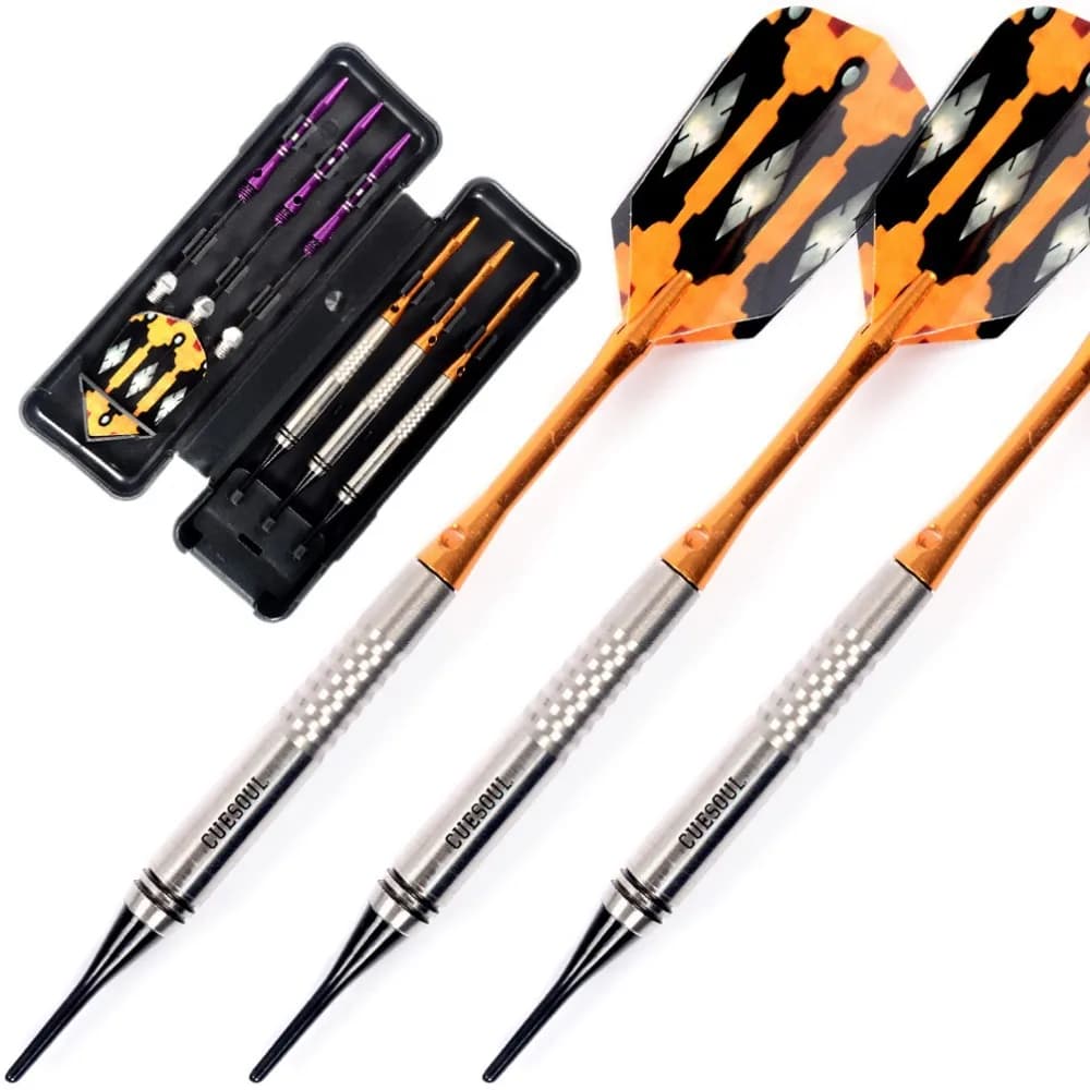 CUESOUL Professionale 16g 85% di Tungsteno Punta Morbida Freccette con Orange & Viola Alluminio Alberi