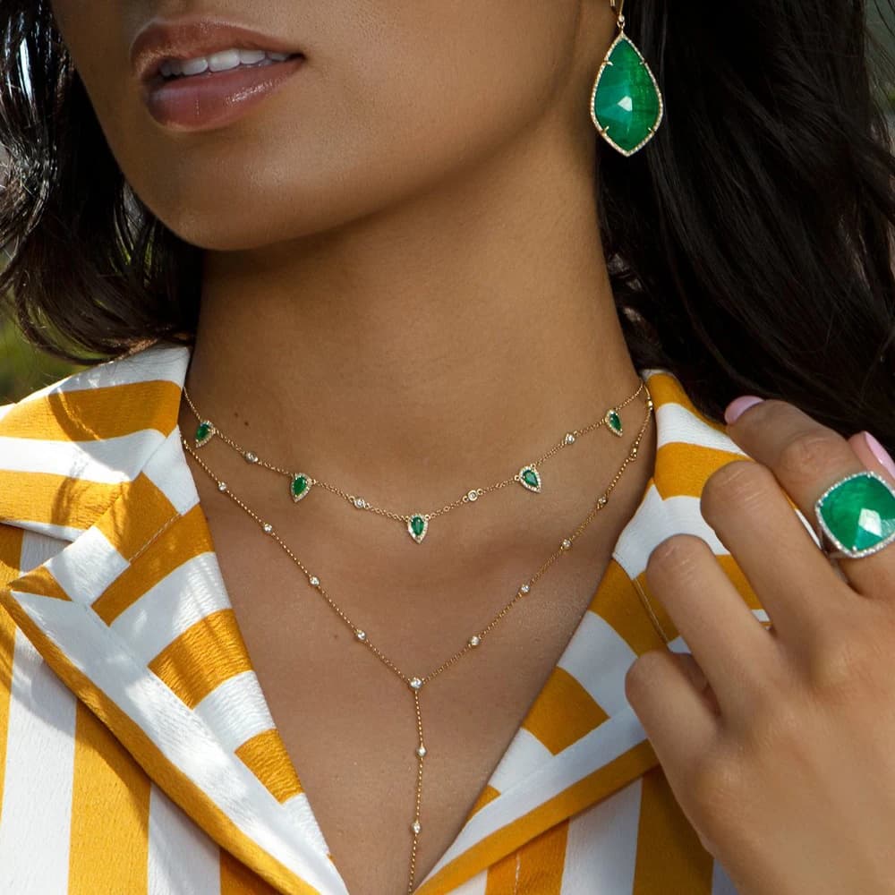 Boemia 2018 di colore dell'oro verde pietra dichiarazione della catena della collana del choker dei monili di modo per le donne eleganza regalo dei monili alla moda