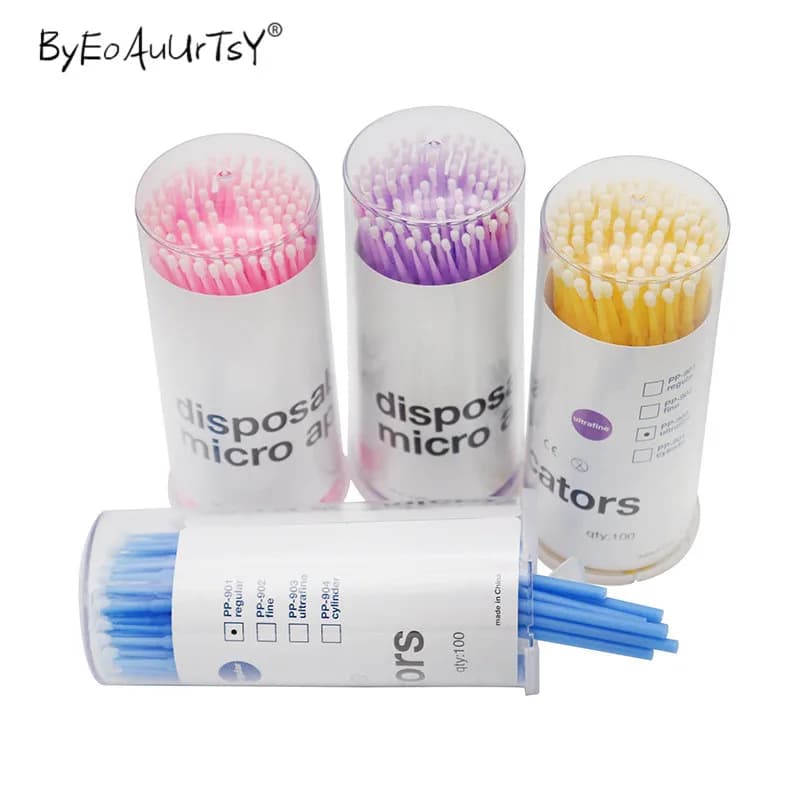 100 pcs Use And Drop Micro Eyelash Brushes Mascara Bacchette Applicator Bacchetta Eyelash Spooler Extension Eyelash Makeup Tools