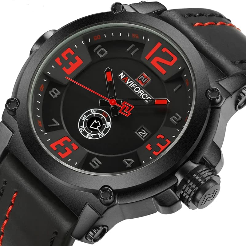 NAVIFORCE Mens Watches Top Brand Luxury Sports Quartz Watch Leather Strap Clock Men Waterproof Wristwatch Relogio Masculino 2022