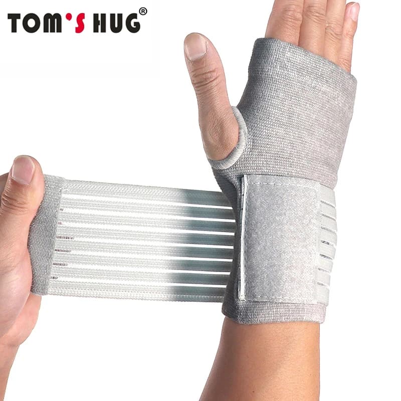 Tom's abbraccio braccialetti sportivi professionali supporto per il polso 1 pz fasciatura pressurizzabile palmo proteggi polso polsino grigio