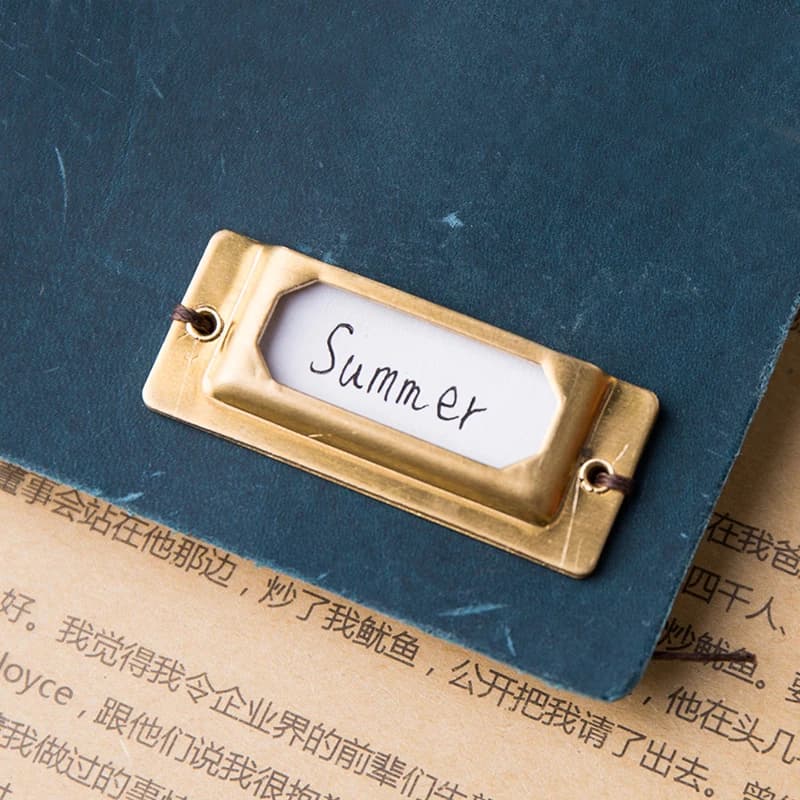 Targa per etichette con nome del marchio in ottone rame vintage Segnalibri in metallo Indice per accessori di cancelleria per notebook da viaggiatore Midori