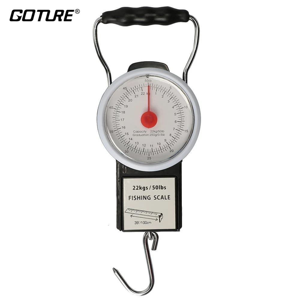 Bilancia Portatile Multifunzione Goture con Gancio per Pesca e Bagagli, con Metro a Nastro da 1M, Peso Massimo 50lb/22kg