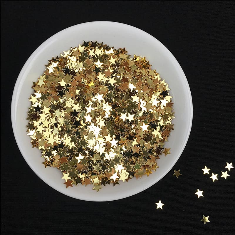 10 g/pacco Oro Chiaro Paillettes Per Unghie 3mm 4mm Forma di Stella Paillettes Paillettes per Unghie Bellezza, Manicure Della Signora, decorazione di cerimonia nuziale coriandoli