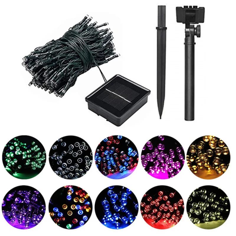 Luci Solari a LED 50/100/200, Impermeabili per Esterni, Ghirlanda per Strade, Case, Decorazioni Natalizie e da Giardino, Catena Luminosa