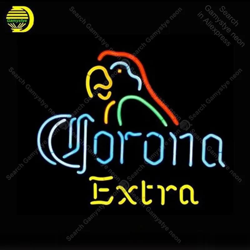 Coron Extra Parrot Insegna al neon Lampada al neon Tubi in VETRO BEER BAR Pub Negozio Display Insegna iconica artigianale Insegna al neon fresca personalizzata