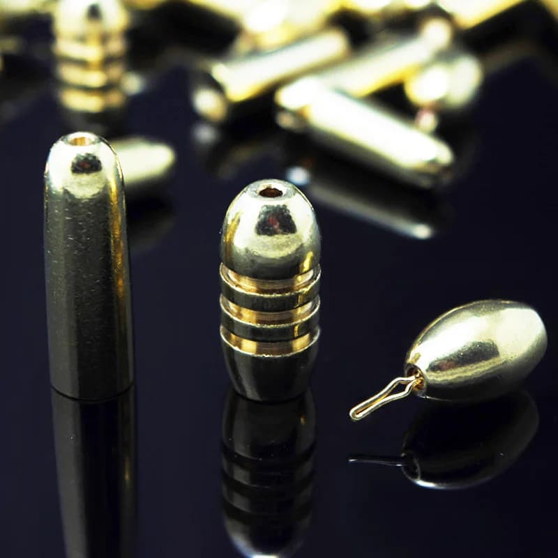 Pesca Down Sinker Forma di proiettile Shot Texas Rig Acciaio Bilanciamento del peso Piombo in rame Attrezzatura da pesca Accessori Lotto 5 PZ