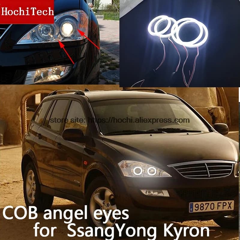 For SsangYong Kyron 2007 2009 2010 COB Led day Light White Cob Led Angel Eyes Ring Error Free Ultra bright