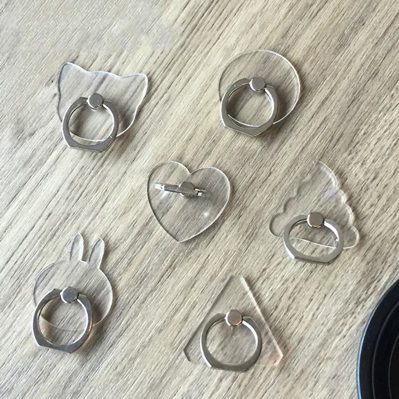 Supporto per anello da dito per telefono cellulare carino trasparente Anelli Supporto per anello per supporto per telefono con cuore di gatto cartone animato per iPhone XS MAX 8