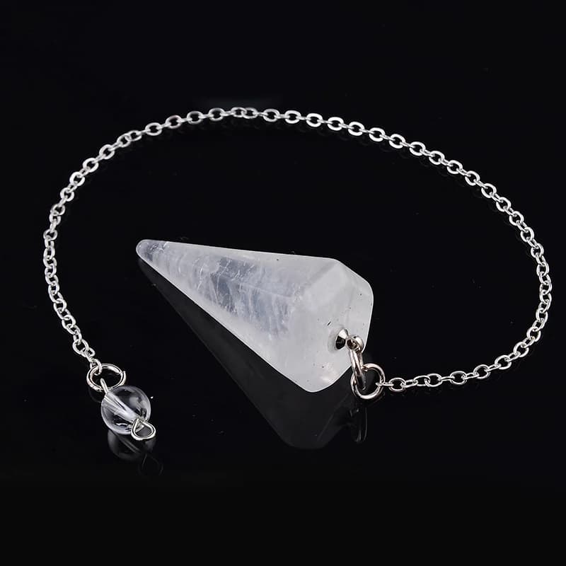 Pietra di cristallo di rocca bianca naturale Piramide esagonale Reiki Pendolo Charms Donna Chakra Amuleto Gioielli alla moda europei