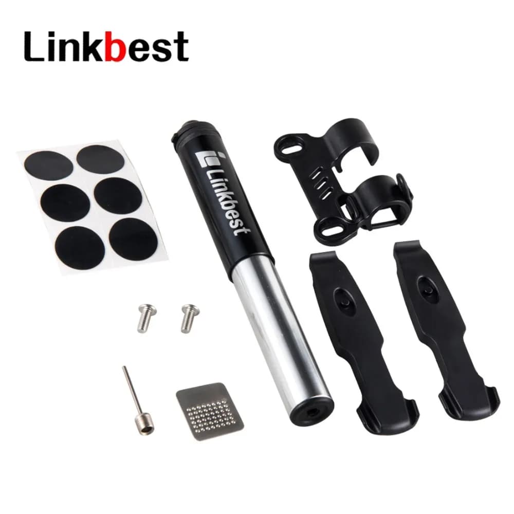 Linkbest-Mini pompa per bici, tubo flessibile per valvola Presta e Schrader, 130 PSI compatto e leggero, kit di riparazione pneumatici incluso