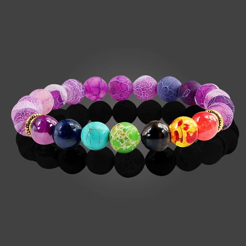 11 perline di pietra naturale braccialetto multicolore 7 Chakra Healing Balance Beads bracciale per le donne Reiki preghiera Yoga Wristband Jewelry
