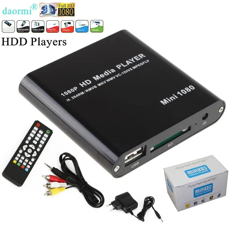 HD 1080P USB External HDD Player With SD MMC U Disk Support MKV AVI HDMI-compatible Media Video Player IR Remote Blu-ray Player