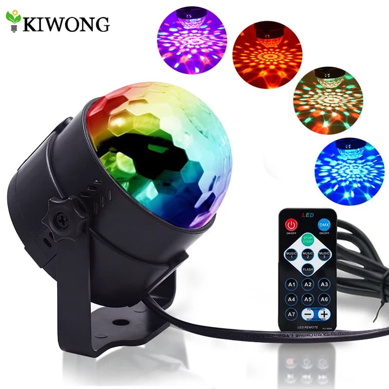 Luci da festa a LED Sfera di cristallo stroboscopica 3W RGB Luce illuminazione da ballo attivata dal suono per decorazioni Bar Discoteca con telecomando
