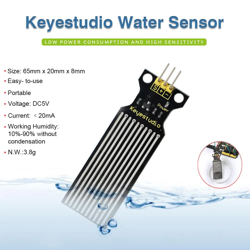 Water Level Sensor Droplet Detection Module Keyestudio for Arduino UNO R3