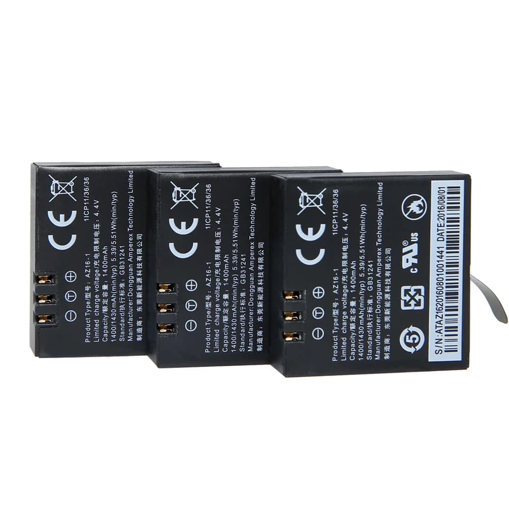 Accessori per fotocamere sportive Xiaomi yi. AZ16-1 Batteria di ricambio per fotocamera Xiaomi AZ16 Xiaoyi Xiaomi WiFi Action Mi Sport Camera