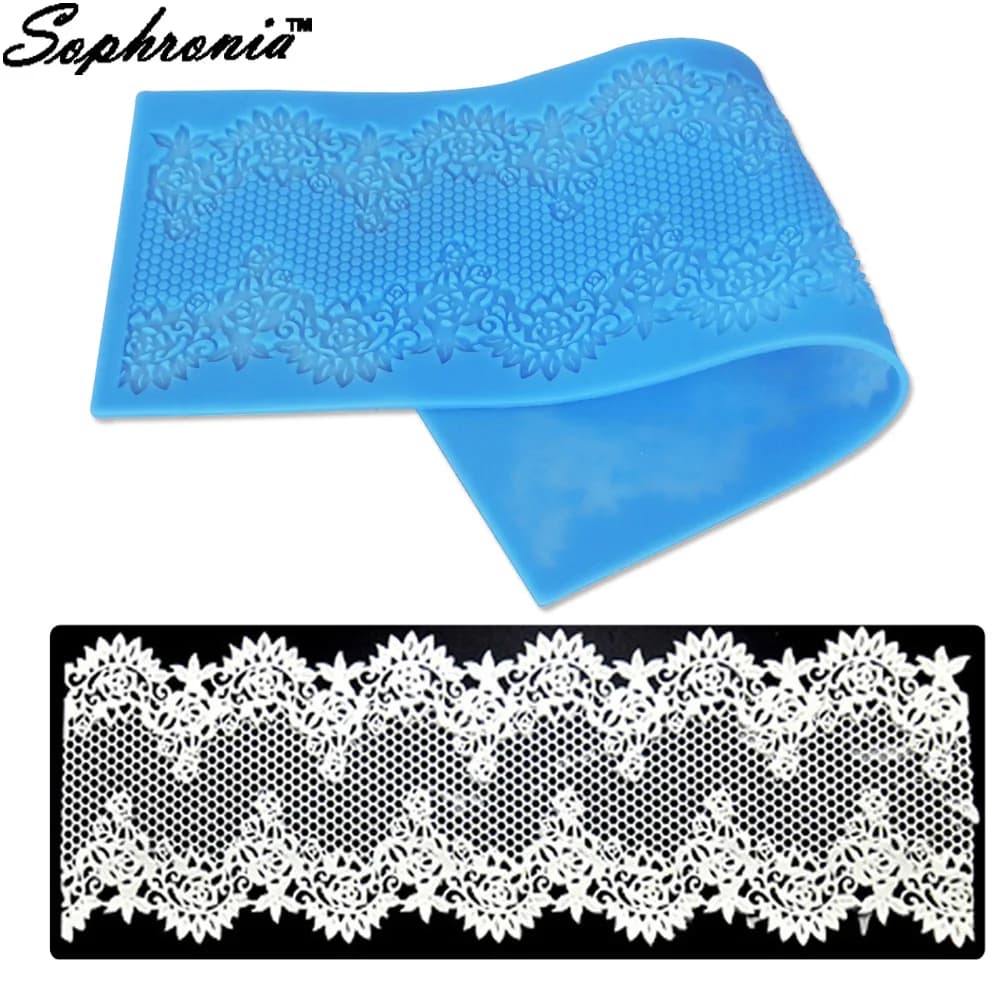 Fiore in Silicone stampo in pizzo decorazione torta di grandi dimensioni fondente Sugarcraft Gumpaste stampo bordo per torta rotonda
