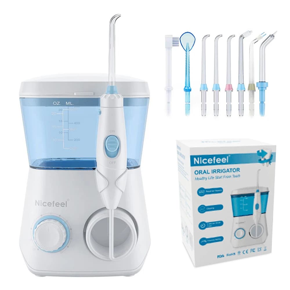 Oral sprinkler Teeth Washer Flosser portable dental cleanser Hydro Jet with 600ml tank and 7 nozzles 1 toothbrush