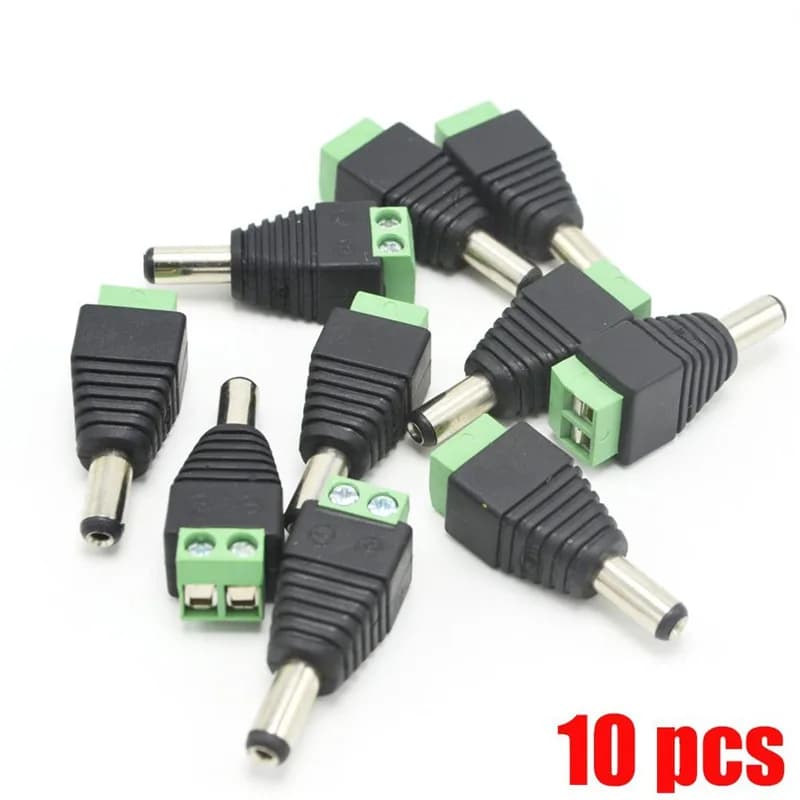 Spina cc da 10 pezzi connettore maschio per spina di alimentazione cc 2.1mm x 5.5mm 5.5*2.1mm tipo di fissaggio a vite adattatore per spina cc per collegamento striscia led