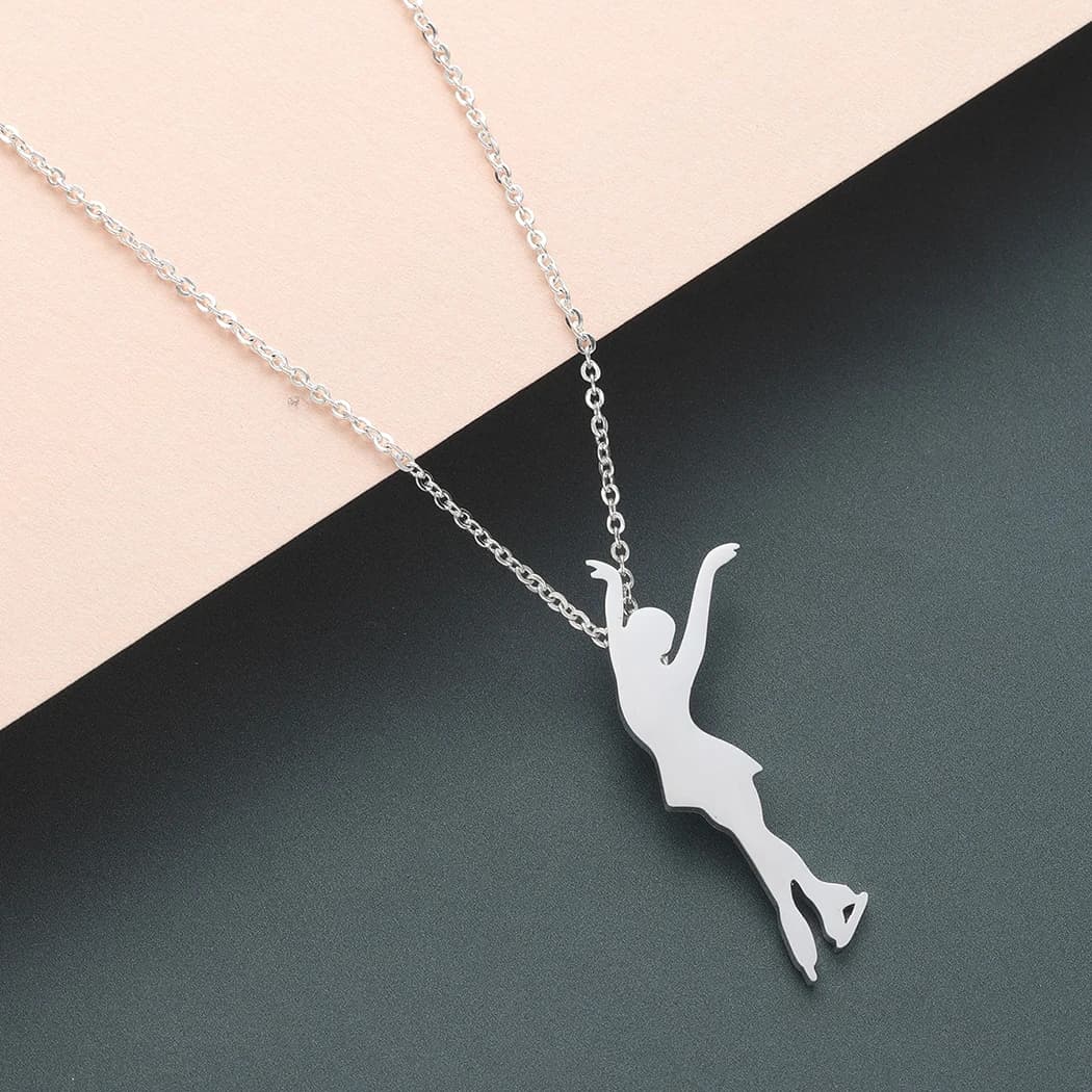 Kinitial moda ciondolo in acciaio inossidabile donne pattinaggio di figura collana fascino pattinaggio su ghiaccio ragazze girocollo dichiarazione gioielli regalo