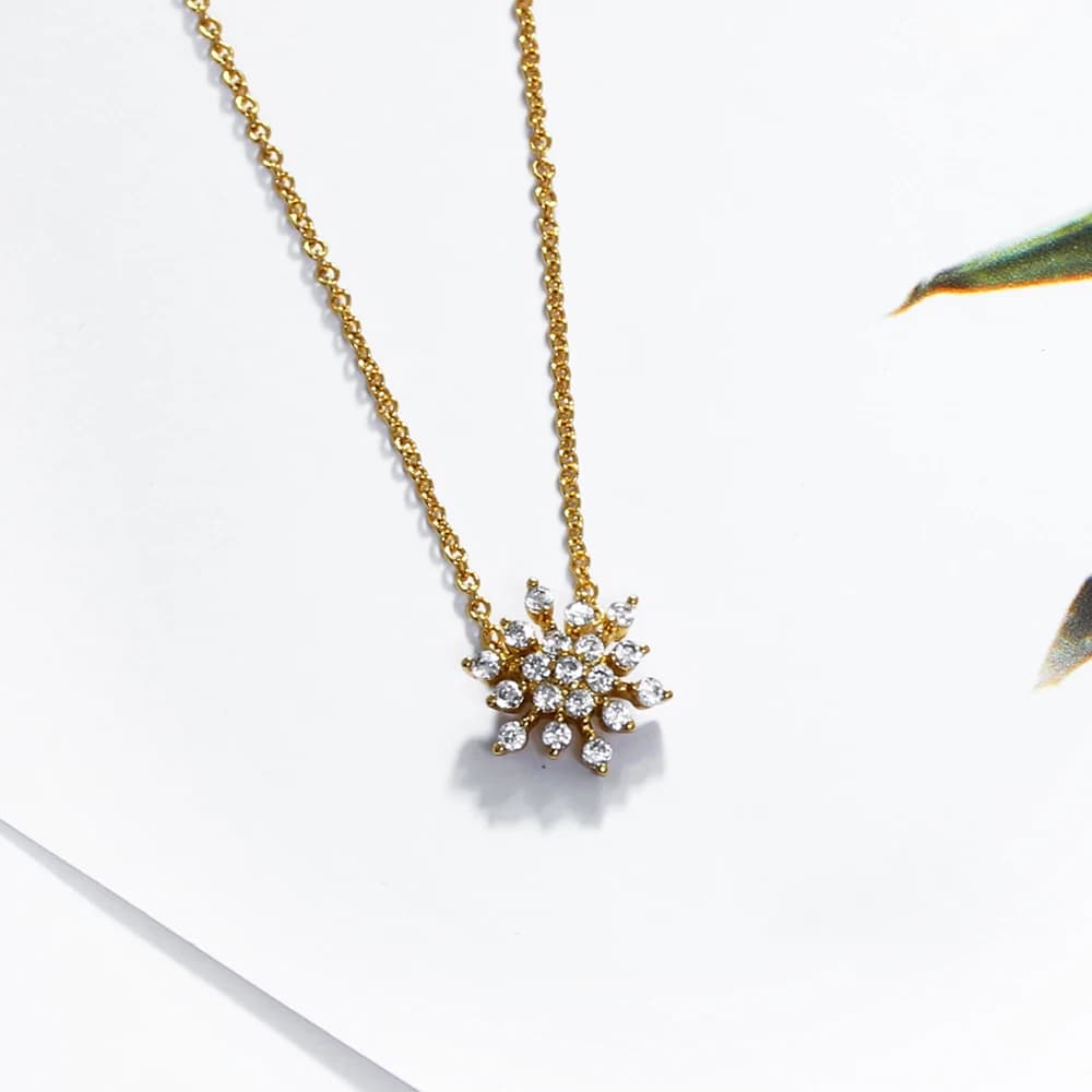 Collana con ciondolo fiocco di neve in cristallo per donna – Simpatico regalo di gioielli con ciondoli in strass