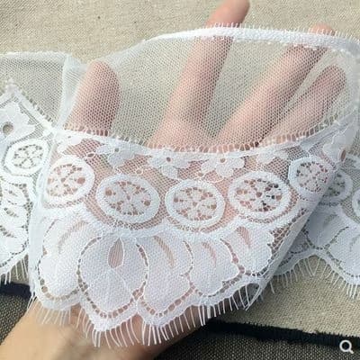 Wide 14CM Unilateral Mesh Eyelash Lace Embroidered Clothing Material Wedding Skirt Home Curtain Stitching
