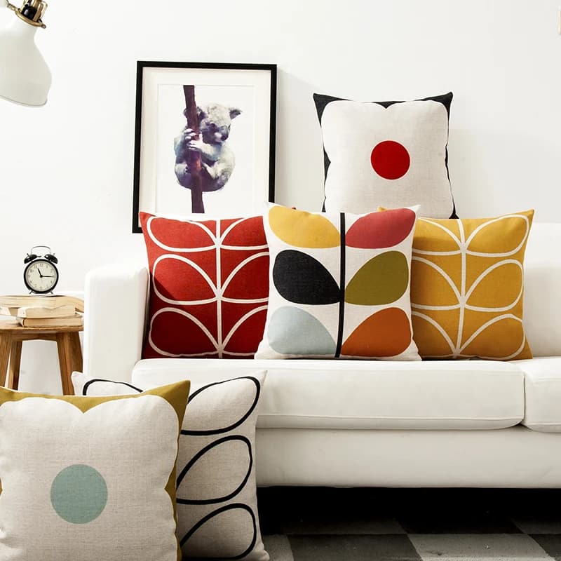 Fodera per cuscino fiore geometrico moderno solido giallo rosso floreale petali cuscino decorativo per la casa divano federa