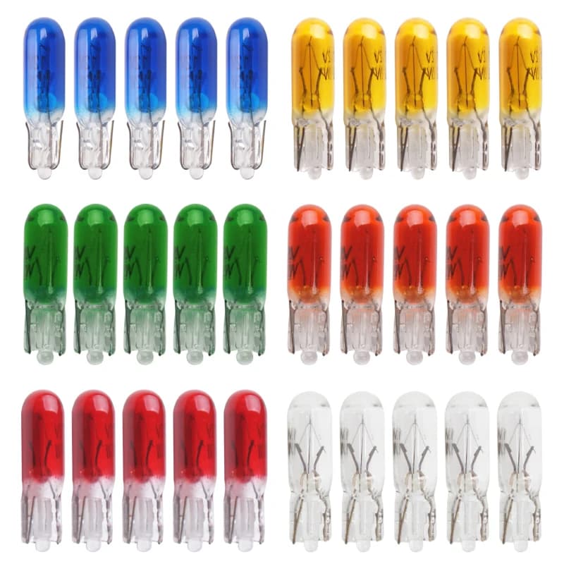 100 Pcs Auto T5 12 V 1.2 W White Hot White/Amber/Year Lamp Halogen Lamp Tool Lights Desk Lights Auto Bulb Interior Warnning Lights