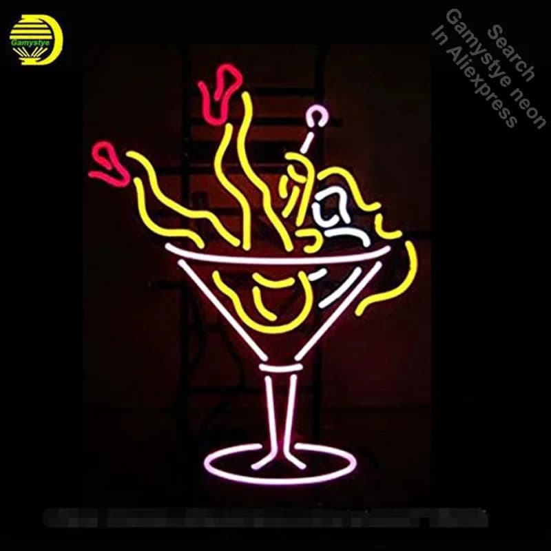 Insegna al neon per cocktail Girl Lampadina al neon Insegna birra pub Luci al neon Insegna tubo di vetro Lampadine iconiche artigianali Lampada da club super luminosa