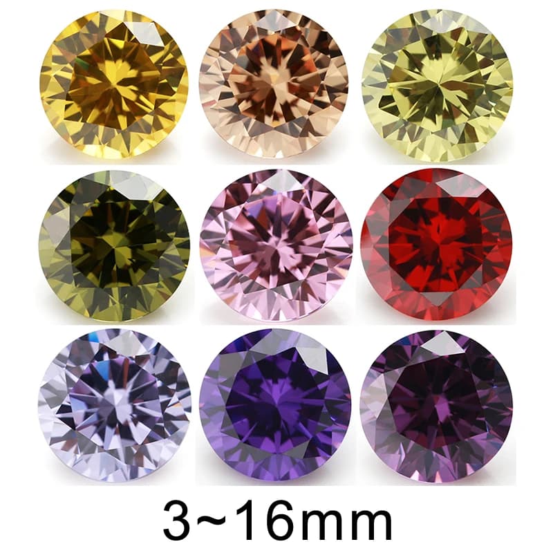5 mm 6 mm 8 mm (3~16 mm) AAAAA round orange, black, olive, purple, pink, yellow, white, zirconia stone in loose garnet color