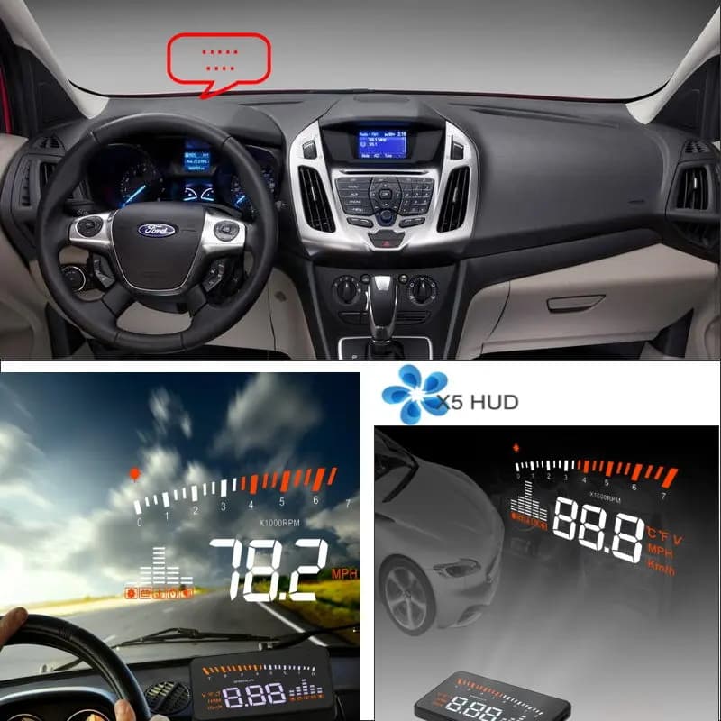 Display Head-Up HUD per Ford Transit Tourneo Taurus 2000-2023, Proiettore Schermo OBD per Guida Sicura Riflettente sul Parabrezza